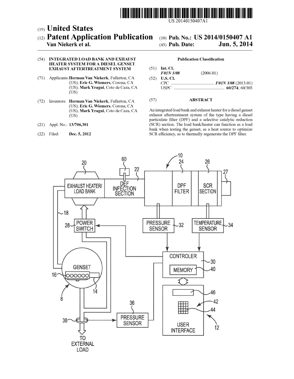 INTEGRATED LOAD BANK AND EXHAUST HEATER SYSTEM FOR A DIESEL GENSET EXHAUST     AFTERTREATMENT SYSTEM - diagram, schematic, and image 01