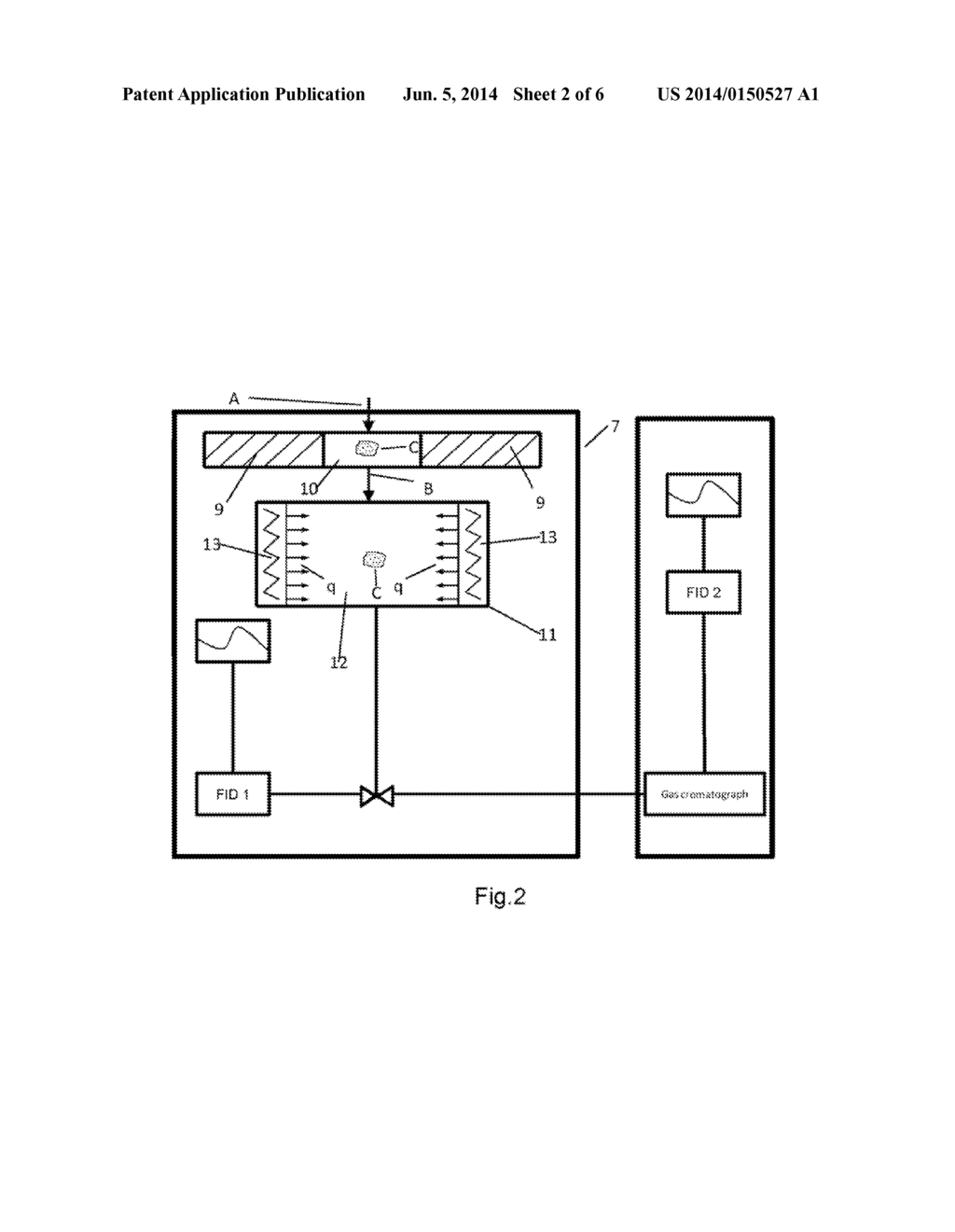 Device for measuring total or fractionated quantity of hydrocarbons in a     solid sample - diagram, schematic, and image 03