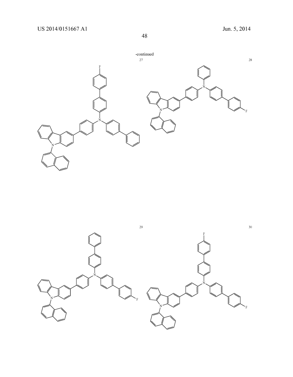 AMINE DERIVATIVE, ORGANIC ELECTROLUMINESCENCE MATERIAL HAVING THE SAME AND     ORGANIC ELECTROLUMINESCENCE DEVICE USING THE MATERIAL - diagram, schematic, and image 50