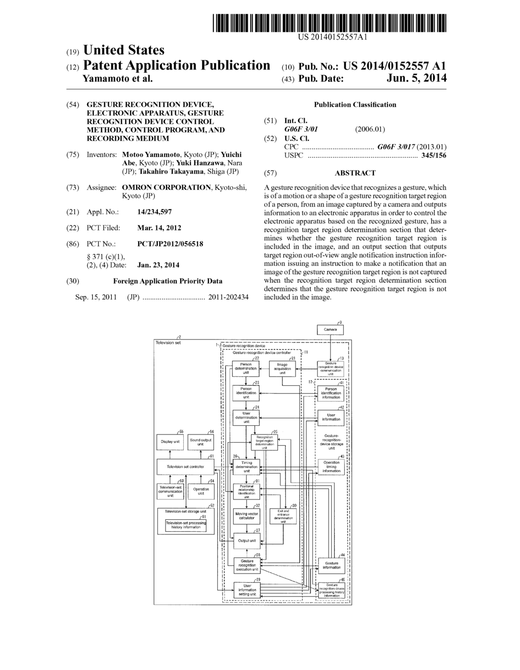 GESTURE RECOGNITION DEVICE, ELECTRONIC APPARATUS, GESTURE RECOGNITION     DEVICE CONTROL METHOD, CONTROL PROGRAM, AND RECORDING MEDIUM - diagram, schematic, and image 01