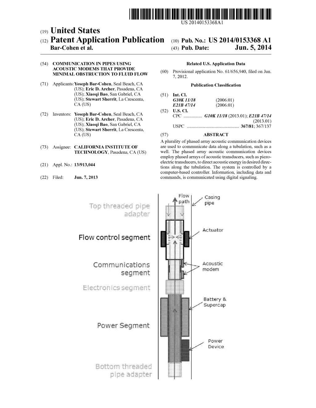 COMMUNICATION IN PIPES USING ACOUSTIC MODEMS THAT PROVIDE MINIMAL     OBSTRUCTION TO FLUID FLOW - diagram, schematic, and image 01