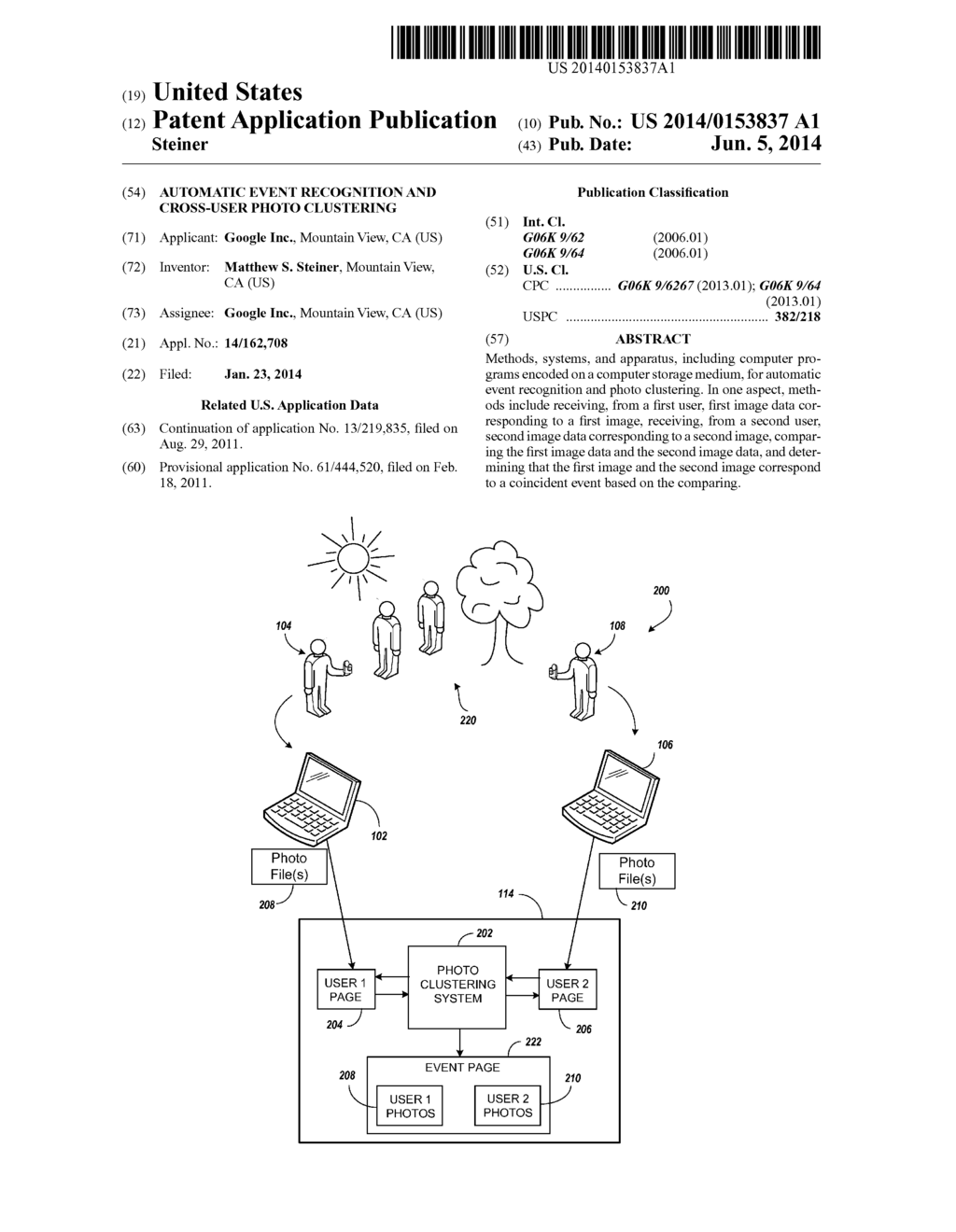 AUTOMATIC EVENT RECOGNITION AND CROSS-USER PHOTO CLUSTERING - diagram, schematic, and image 01