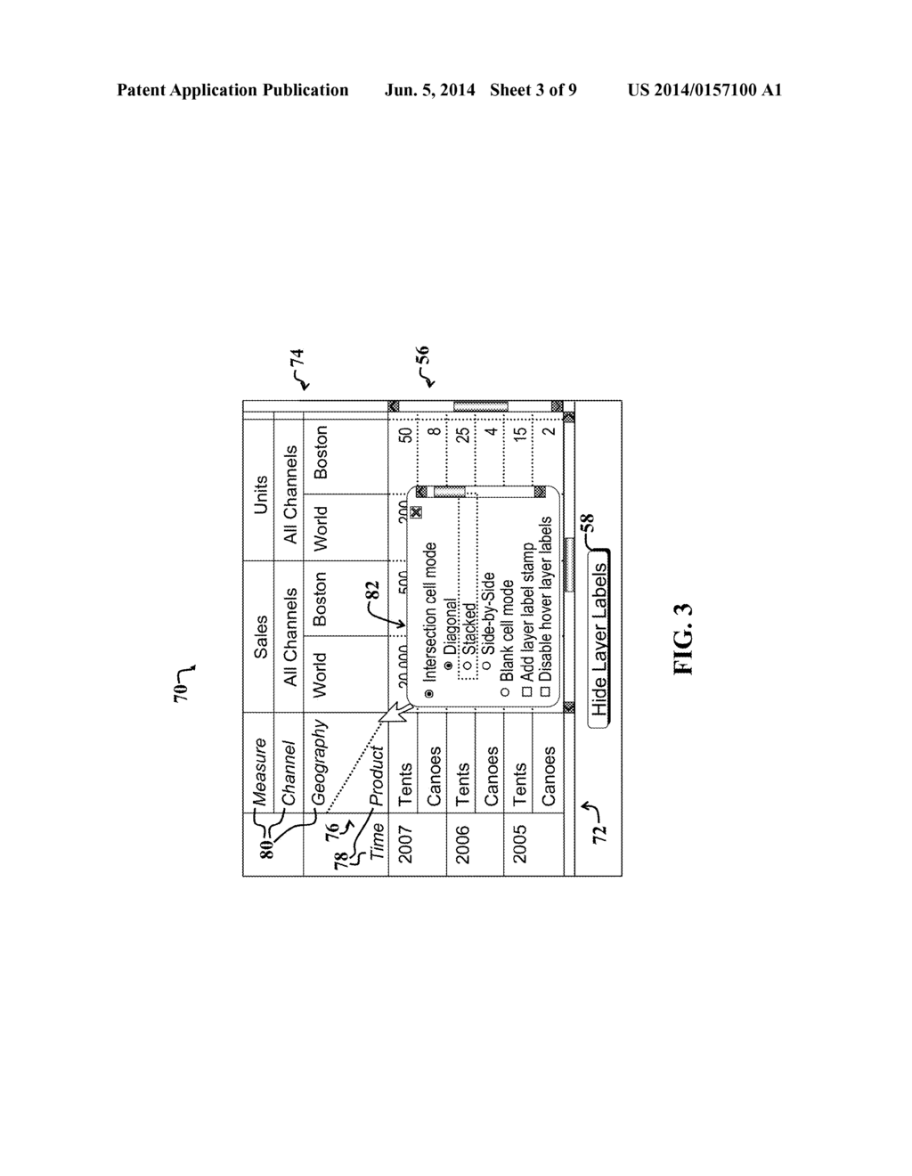 PERSISTENT LAYER LABELS FOR A PIVOT TABLE OR CROSS-TABULAR REPORT - diagram, schematic, and image 04