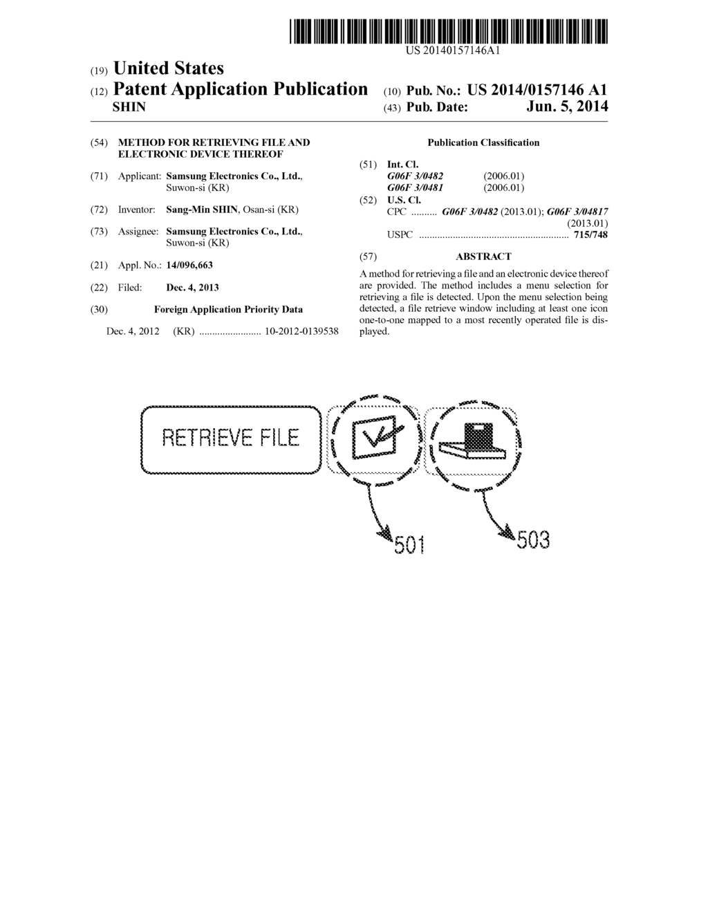 METHOD FOR RETRIEVING FILE AND ELECTRONIC DEVICE THEREOF - diagram, schematic, and image 01