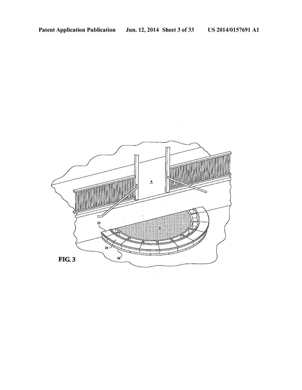 PATIO, PORCH OR WALKWAY ASSEMBLY INCORPORATING A PLURALITY OF BLOCKS AND     INCLUDING ANY COMBINATION OF PRE-CAST AND EXPOSED SURFACED PATTERNS,     INTERIORLY SUPPORTED HEATING PADS AND LED EFFECT LIGHTING - diagram, schematic, and image 04