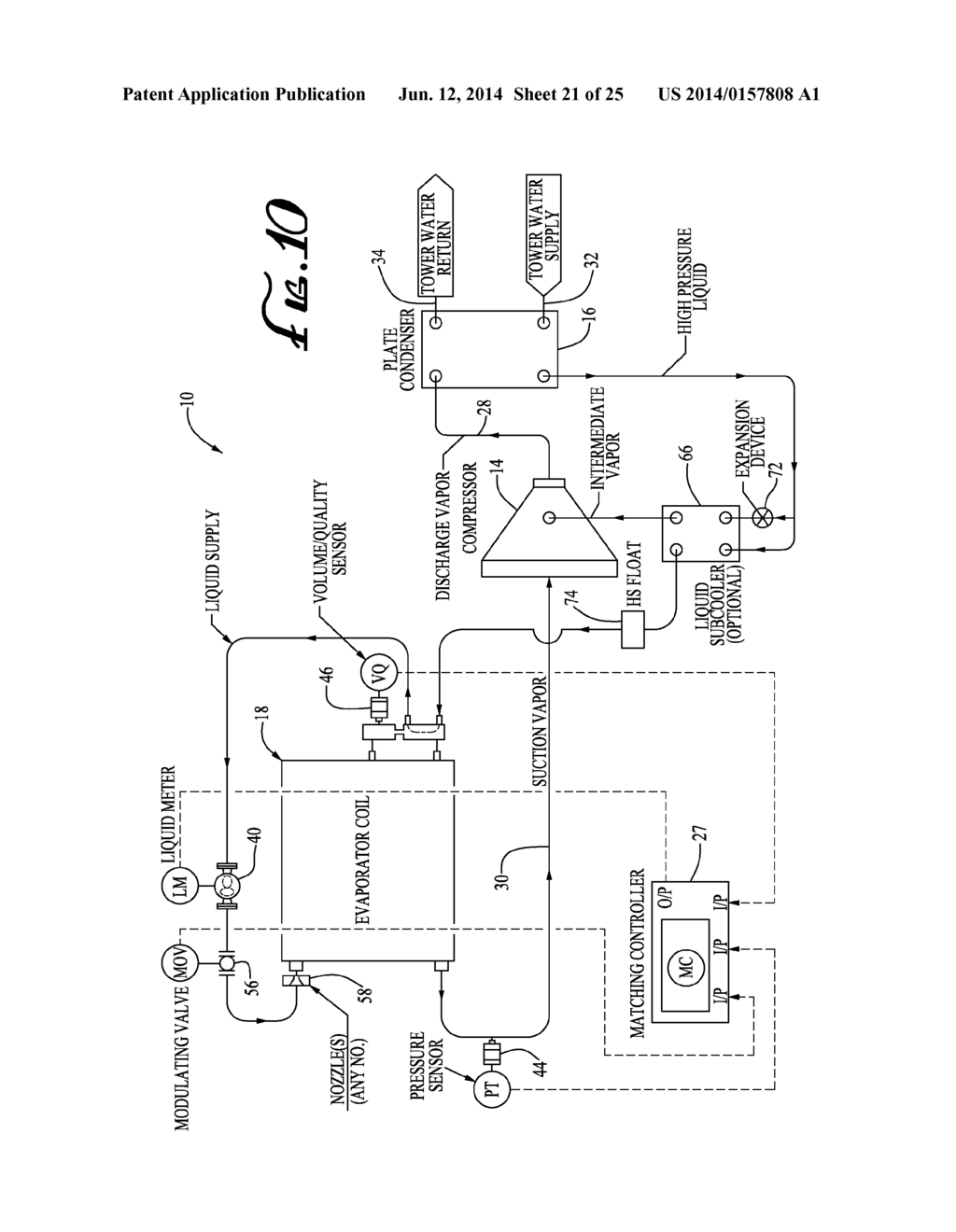 REFRIGERATION SYSTEM CONTROLLED BY REFRIGERANT QUALITY WITHIN EVAPORATOR - diagram, schematic, and image 22