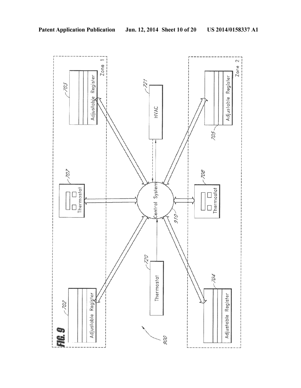 OCCUPANCY-BASED WIRELESS CONTROL OF MULTIPLE ENVIRONMENTAL ZONES VIA A     CENTRAL CONTROLLER - diagram, schematic, and image 11