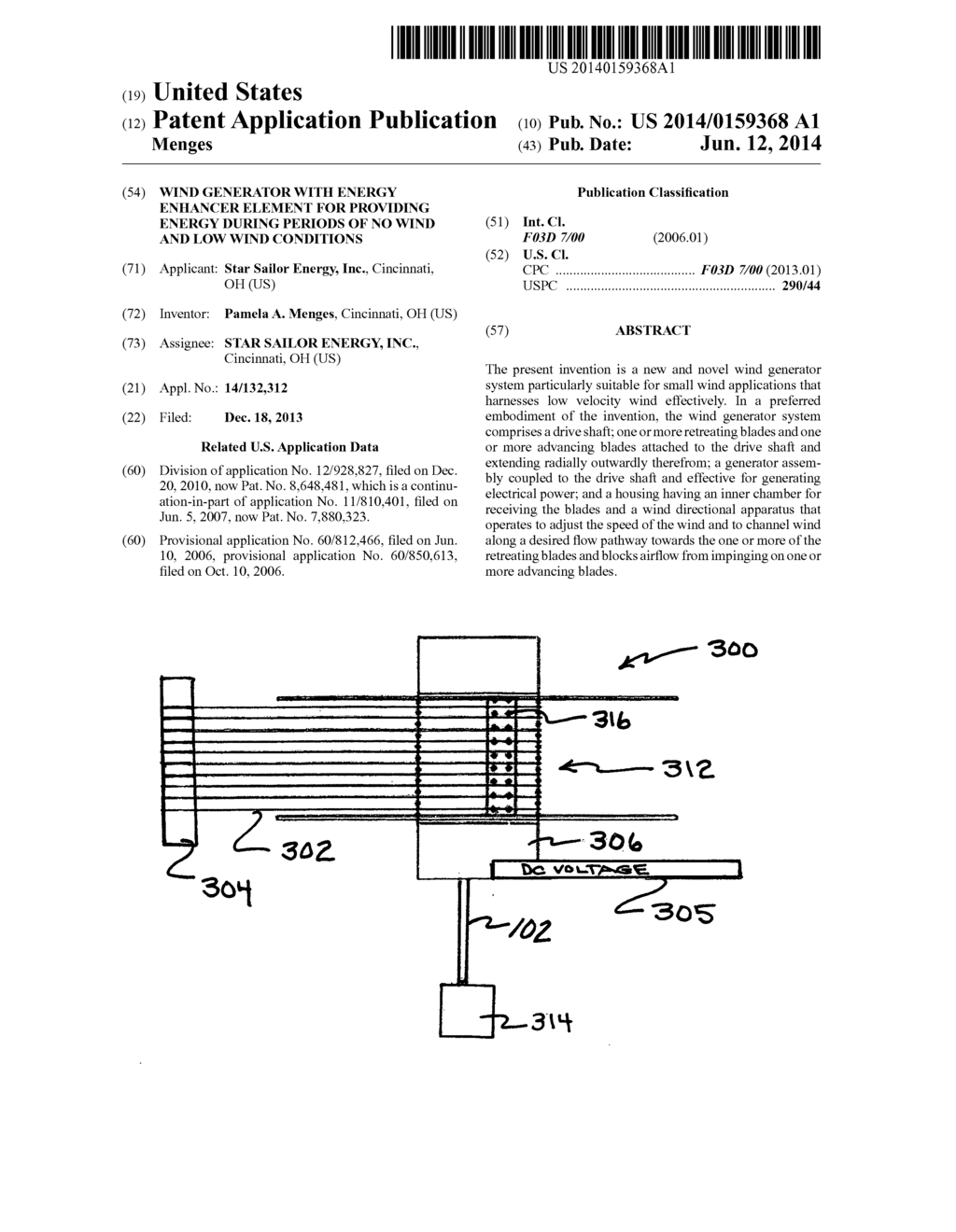 WIND GENERATOR WITH ENERGY ENHANCER ELEMENT FOR PROVIDING ENERGY DURING     PERIODS OF NO WIND AND LOW WIND CONDITIONS - diagram, schematic, and image 01