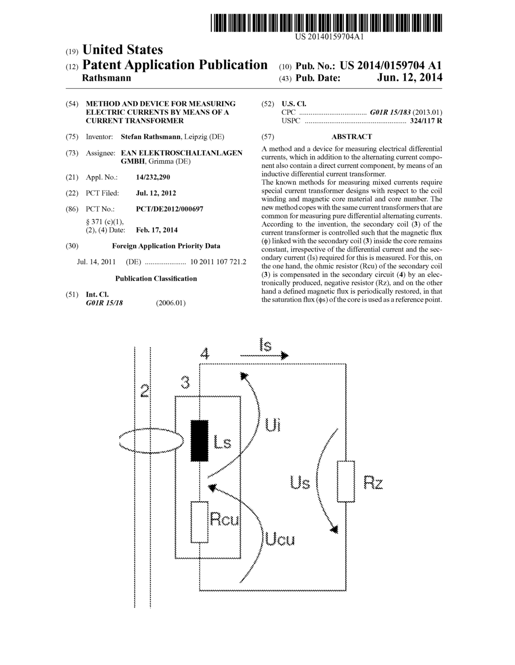 Method and Device for Measuring Electric Currents by Means of a Current     Transformer - diagram, schematic, and image 01