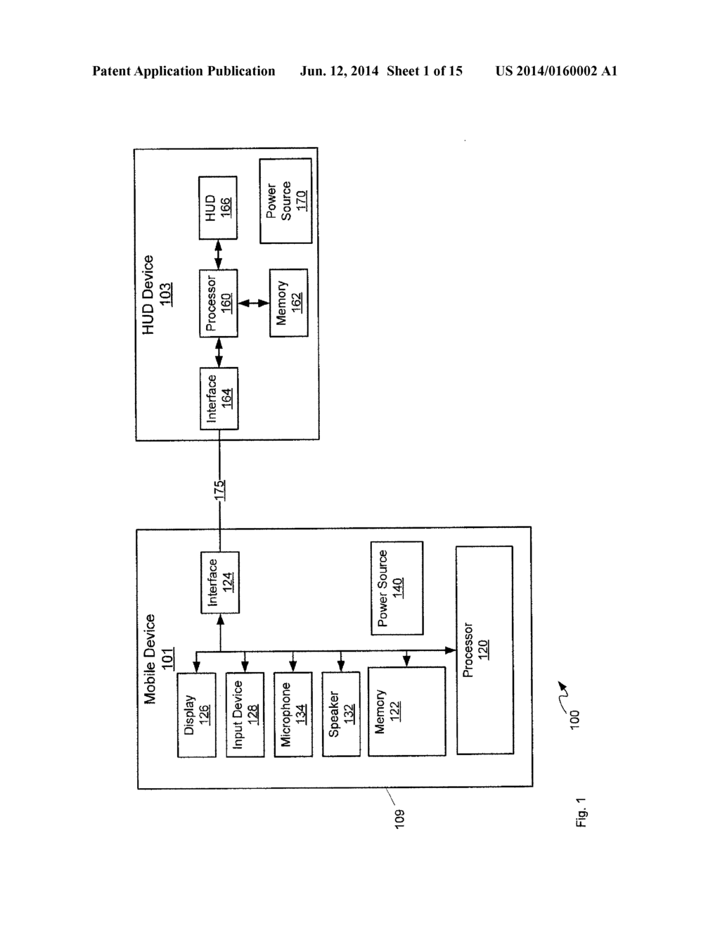 MOBILE DEVICE, SYSTEM AND METHOD FOR CONTROLLING A HEADS-UP DISPLAY - diagram, schematic, and image 02