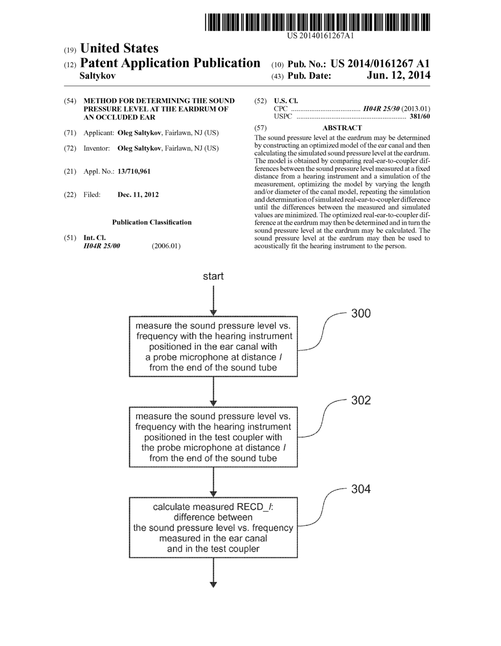 Method for Determining the Sound Pressure Level at the Eardrum of an     Occluded Ear - diagram, schematic, and image 01