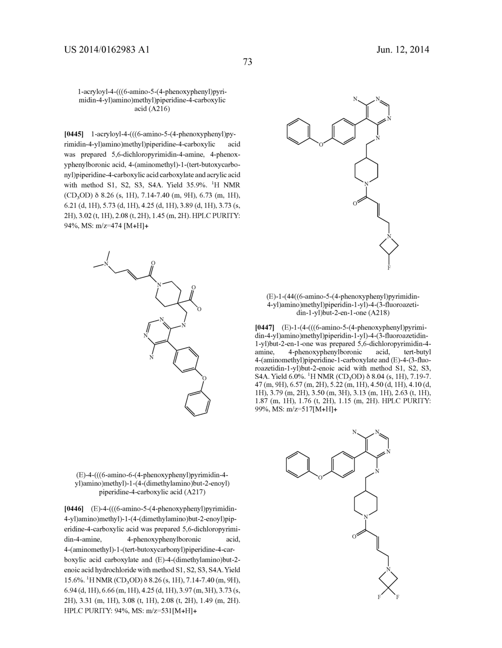 Compositions and Methods for the Production of Pyrimidine and Pyridine     Compounds with BTK Inhibitory Activity - diagram, schematic, and image 80