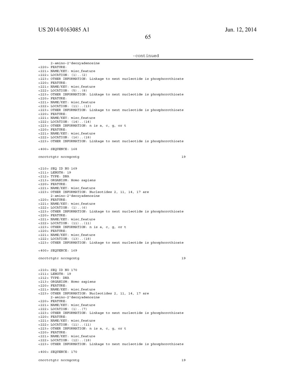 Oligonucleotide Inhibitors with Chimeric Backbone and     2-Amino-2'-Deoxyadenosine - diagram, schematic, and image 86