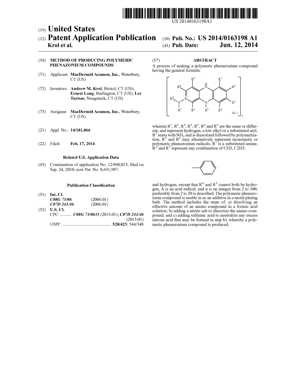 Method of Producing Polymeric Phenazonium Compounds - diagram, schematic, and image 01