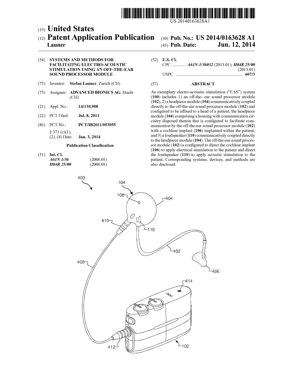 SYSTEMS AND METHODS FOR FACILITATING ELECTRO-ACOUSTIC STIMULATION USING AN     OFF-THE-EAR SOUND PROCESSOR MODULE - diagram, schematic, and image 01