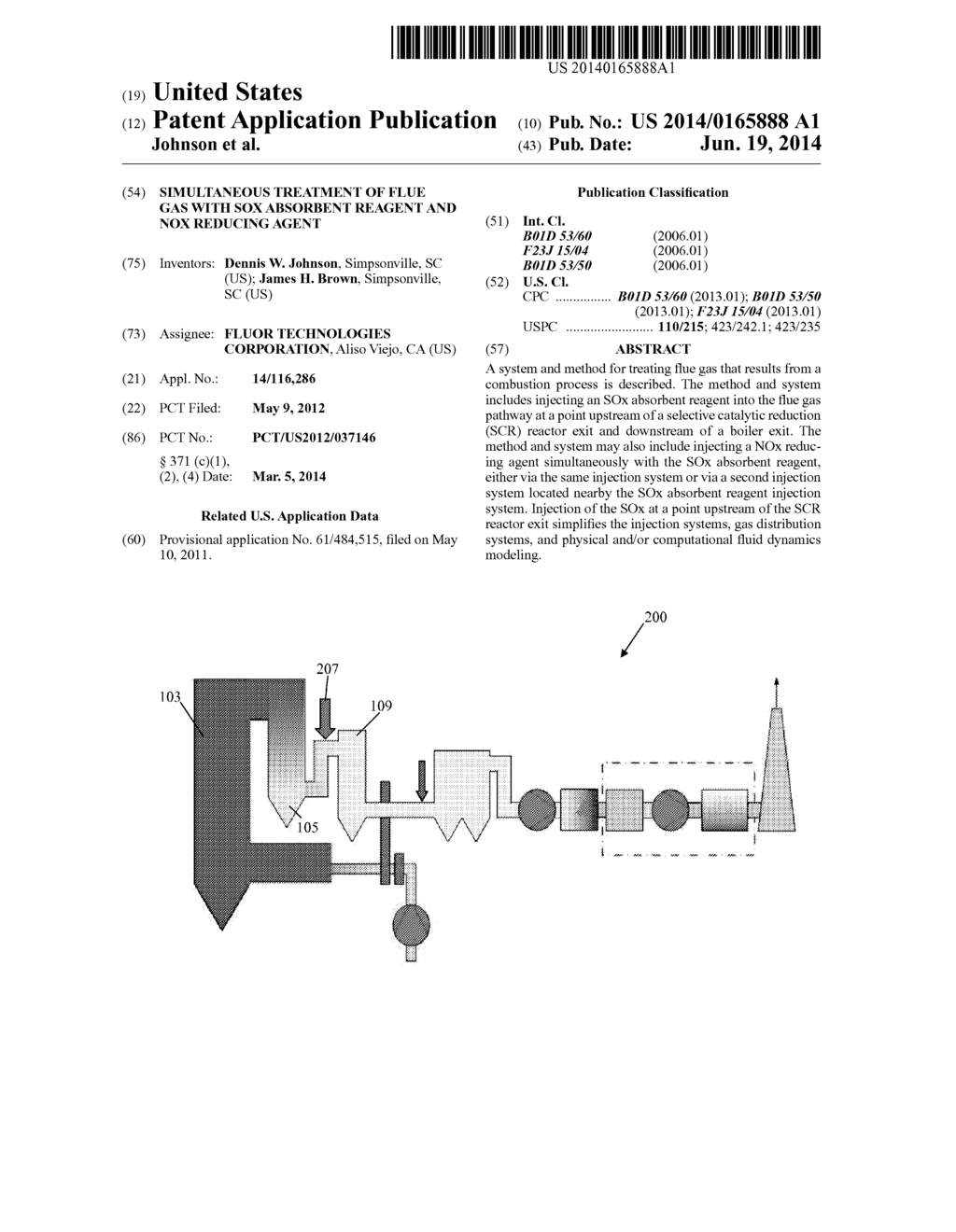 SIMULTANEOUS TREATMENT OF FLUE GAS WITH SOx ABSORBENT REAGENT AND NOx     REDUCING AGENT - diagram, schematic, and image 01