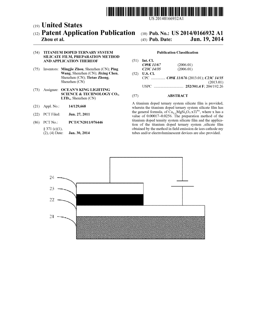 TITANIUM DOPED TERNARY SYSTEM SILICATE FILM, PREPARATION METHOD AND     APPLICATION THEREOF - diagram, schematic, and image 01