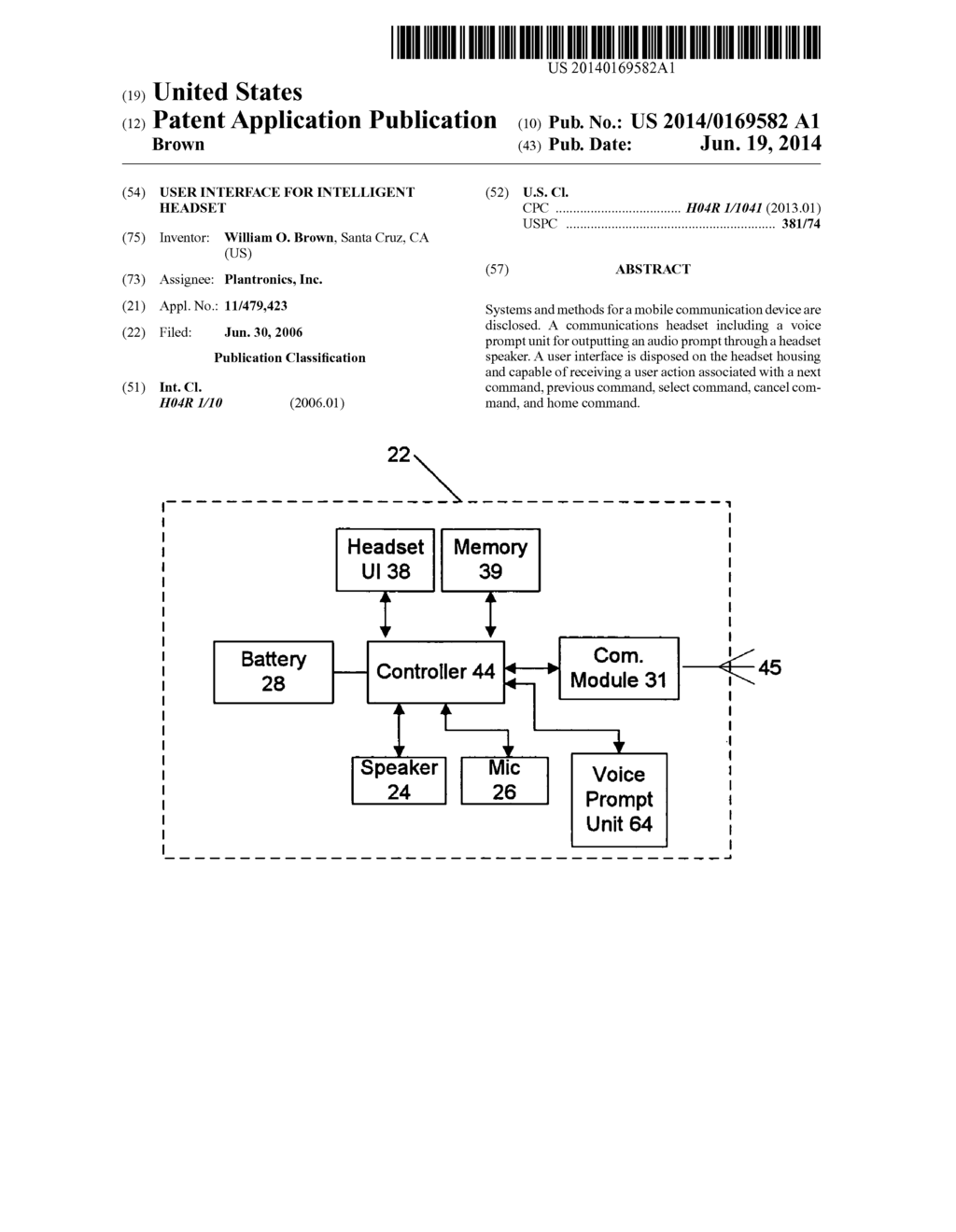 User interface for intelligent headset - diagram, schematic, and image 01