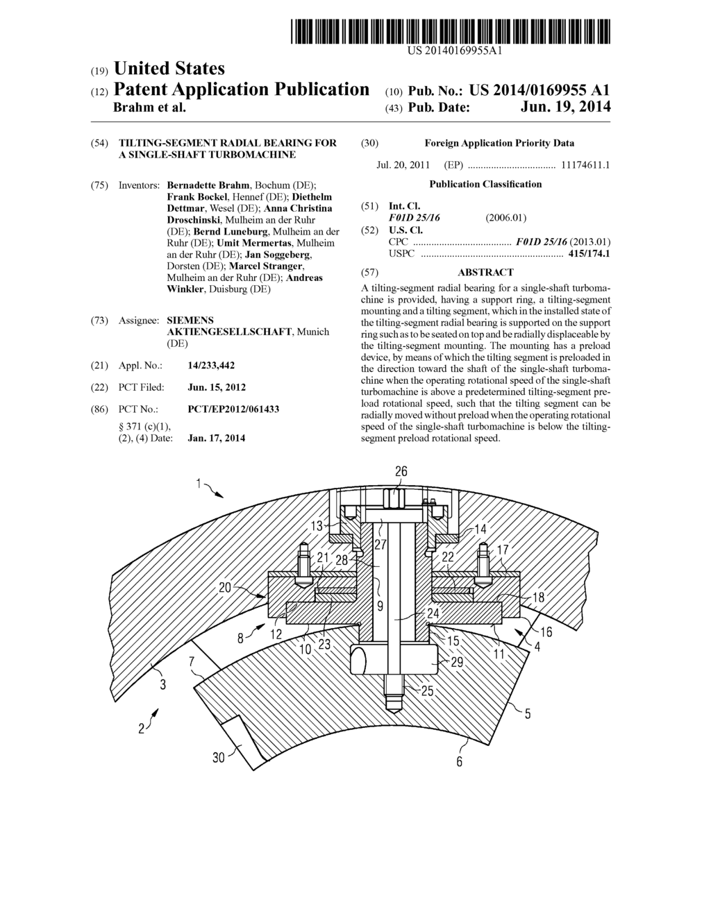 TILTING-SEGMENT RADIAL BEARING FOR A SINGLE-SHAFT TURBOMACHINE - diagram, schematic, and image 01