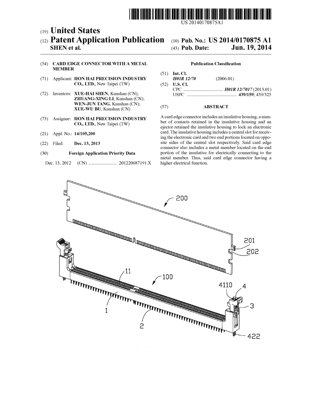 CARD EDGE CONNECTOR WITH A METAL MEMBER - diagram, schematic, and image 01