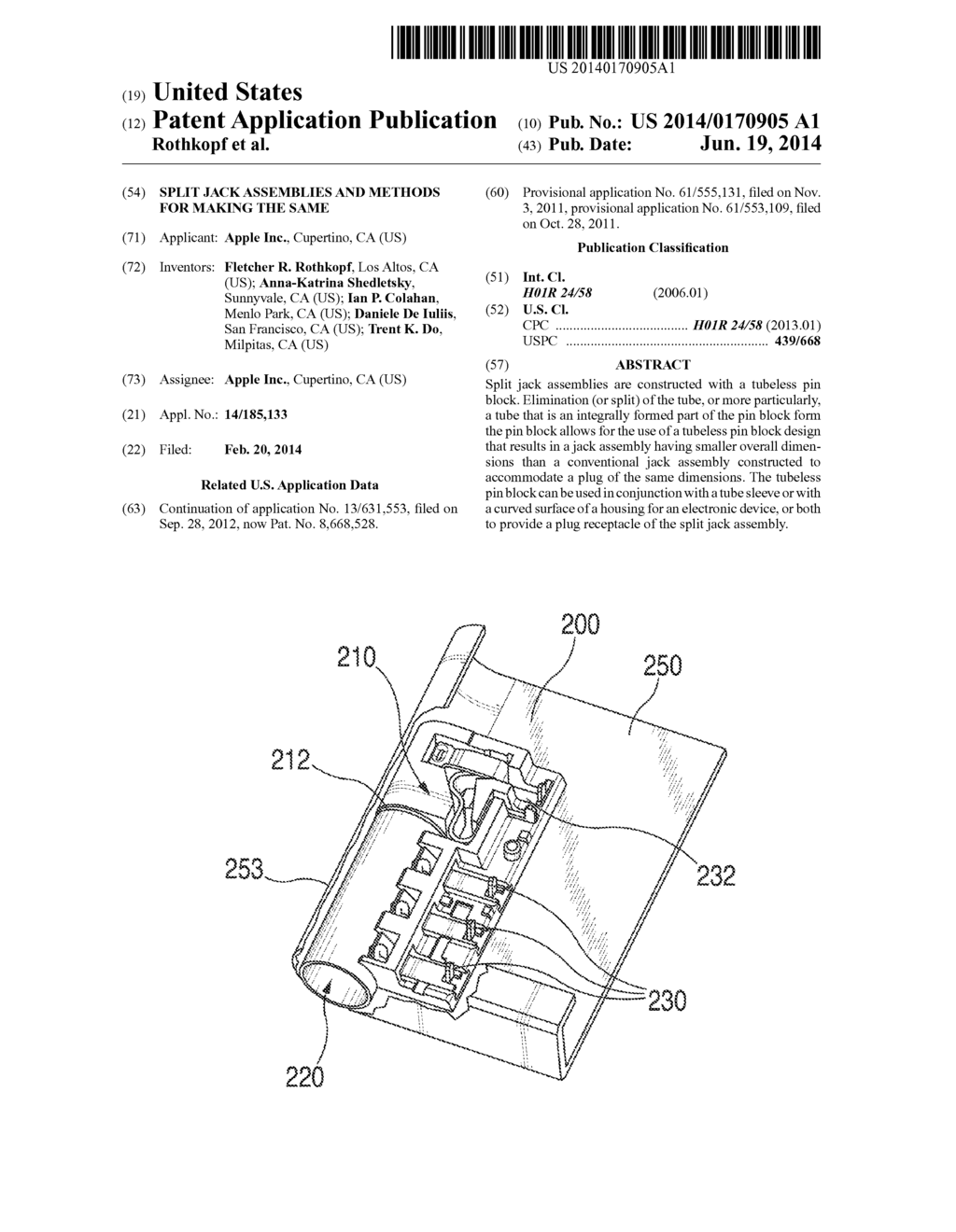 Split Jack Assemblies and Methods For Making The Same - diagram, schematic, and image 01