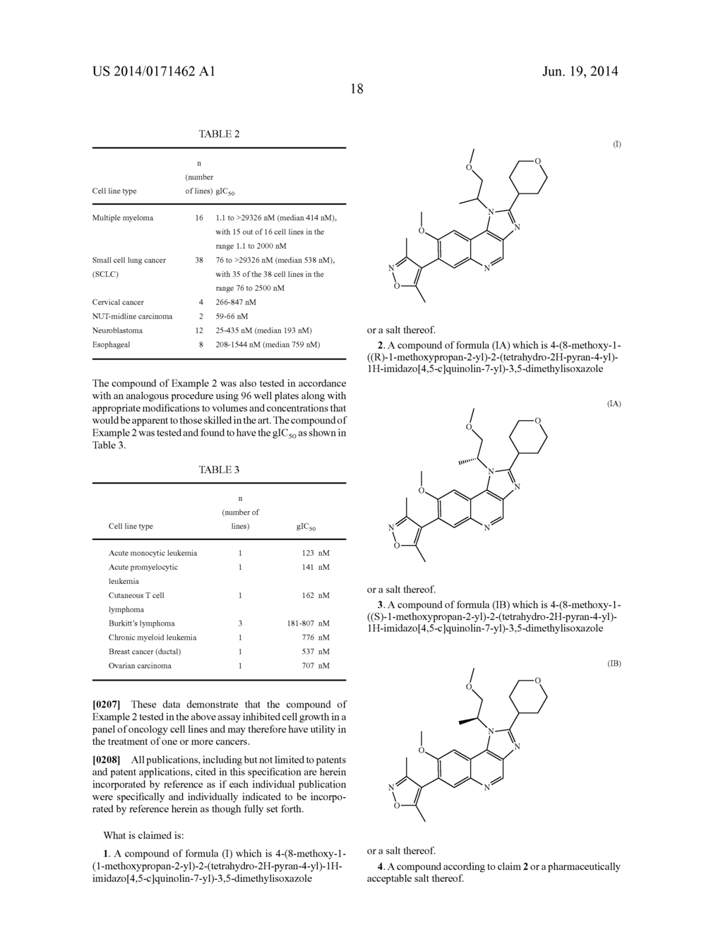 4-(8-METHOXY-1-((1-METHOXYPROPAN-2-YL)-2-(TETRAHYDRO-2H-PYRAN-4-YL)-1     H-IMIDAZO[4,5-C]QUINOLIN-7-YL)-3,5-DIMETHYLISOXAZOLE AND ITS USE AS     BROMODOMAIN INHIBITOR - diagram, schematic, and image 24