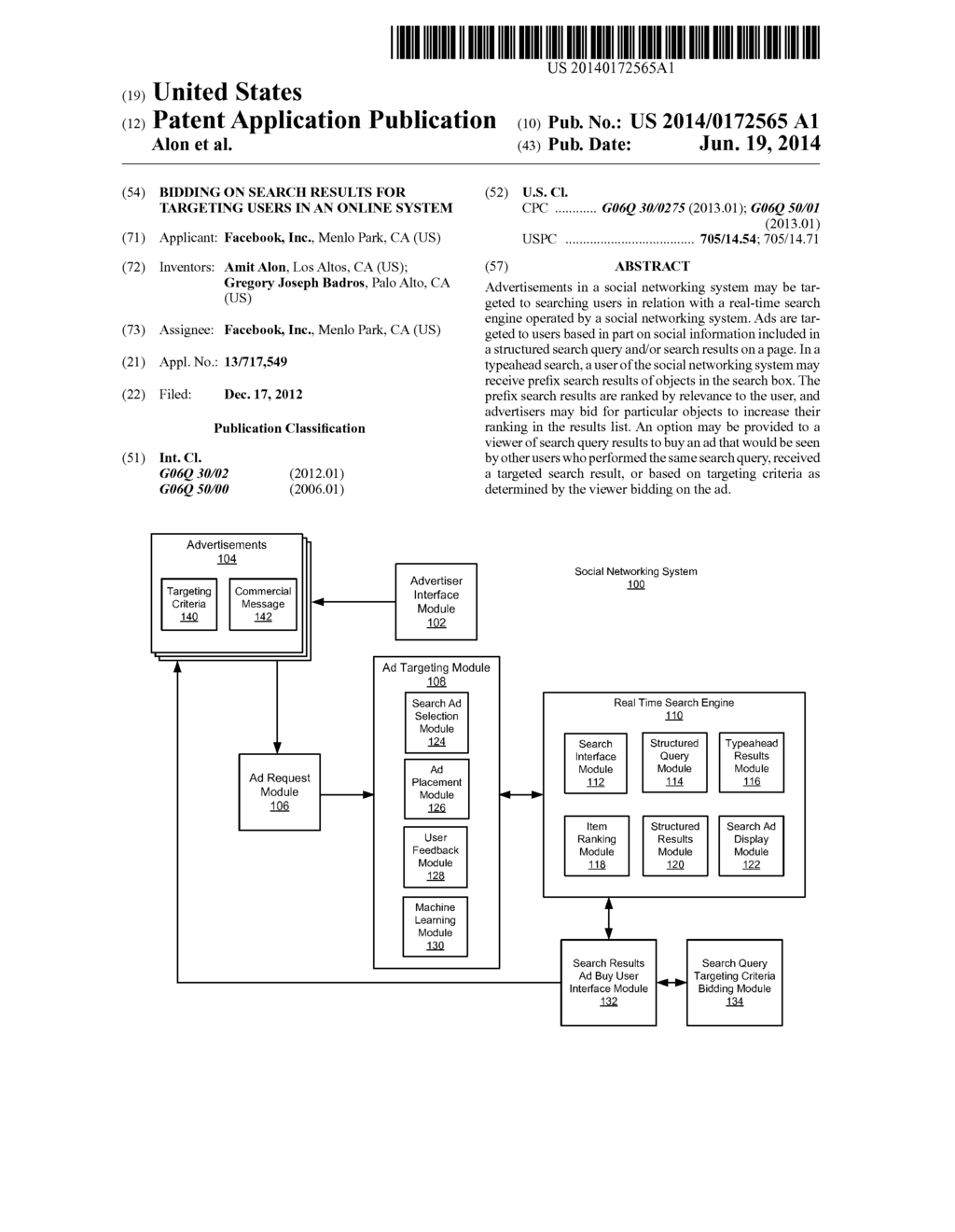 BIDDING ON SEARCH RESULTS FOR TARGETING USERS IN AN ONLINE SYSTEM - diagram, schematic, and image 01