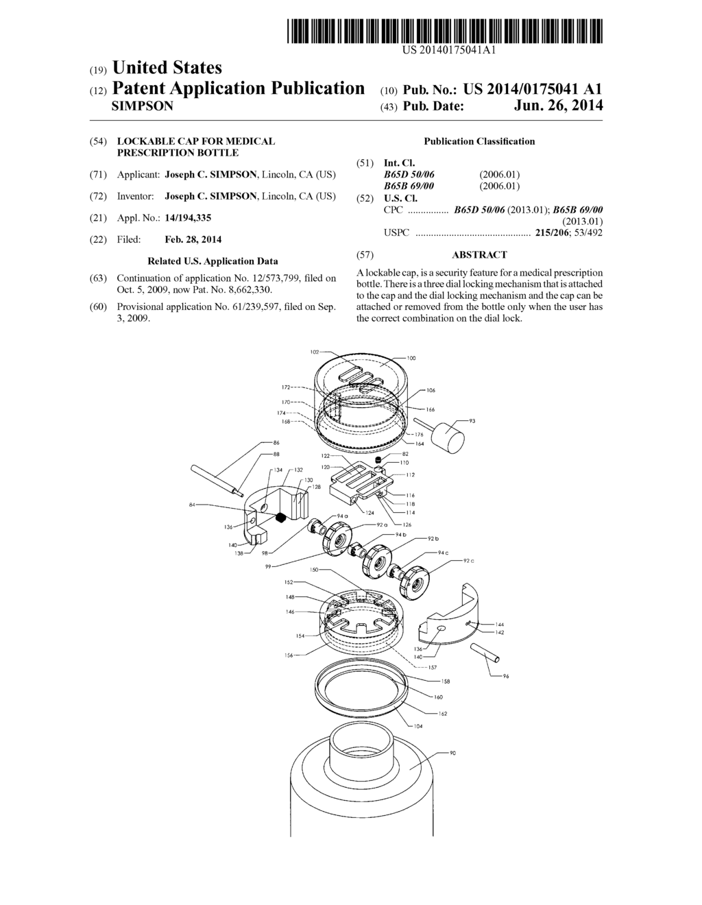 Lockable Cap for Medical Prescription Bottle - diagram, schematic, and image 01