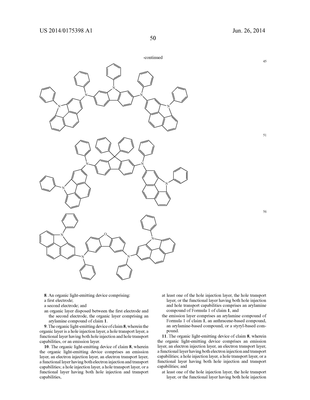 ARYLAMINE COMPOUND AND ORGANIC LIGHT- EMITTING DEVICE COMPRISING SAME - diagram, schematic, and image 52