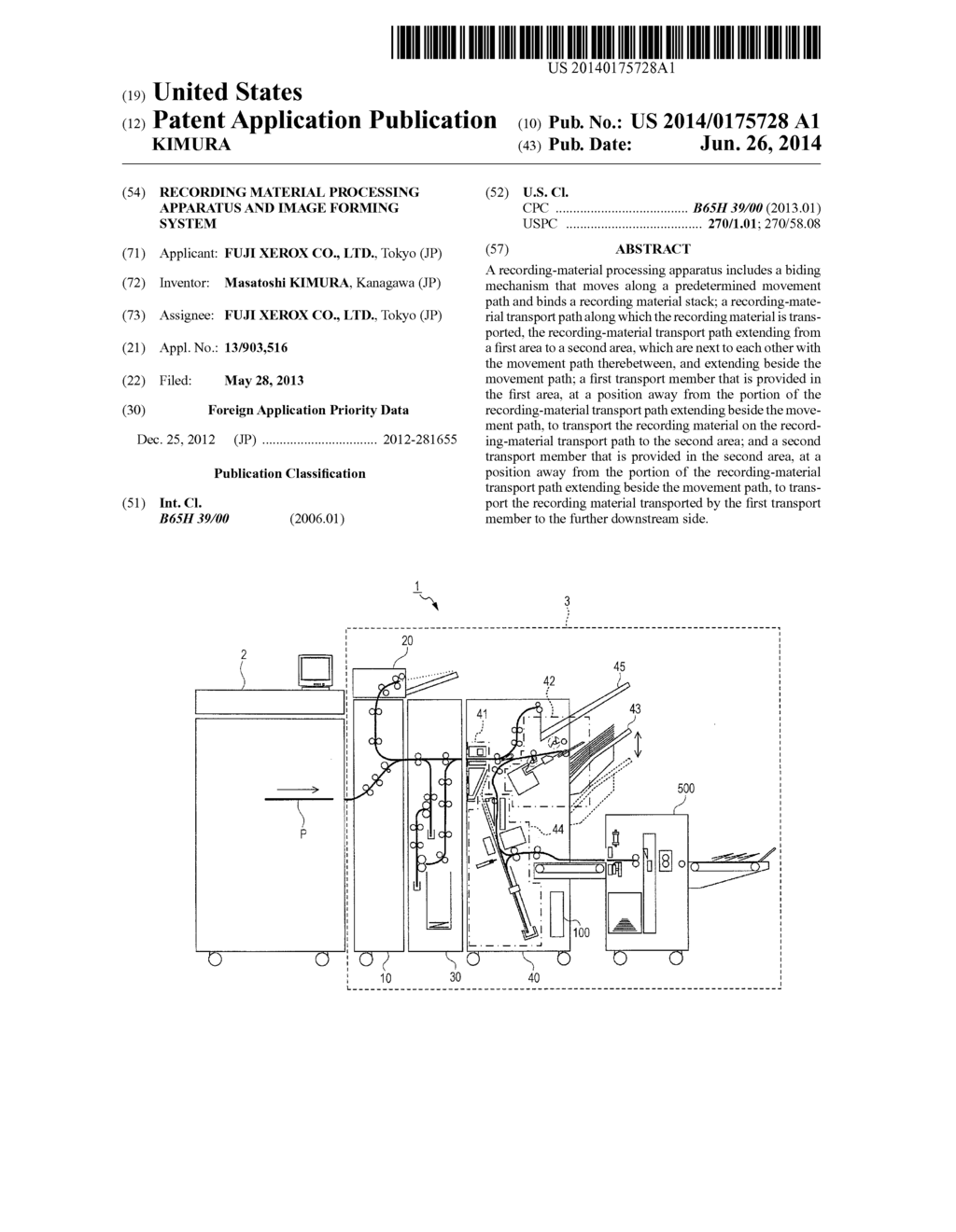 RECORDING MATERIAL PROCESSING APPARATUS AND IMAGE FORMING SYSTEM - diagram, schematic, and image 01