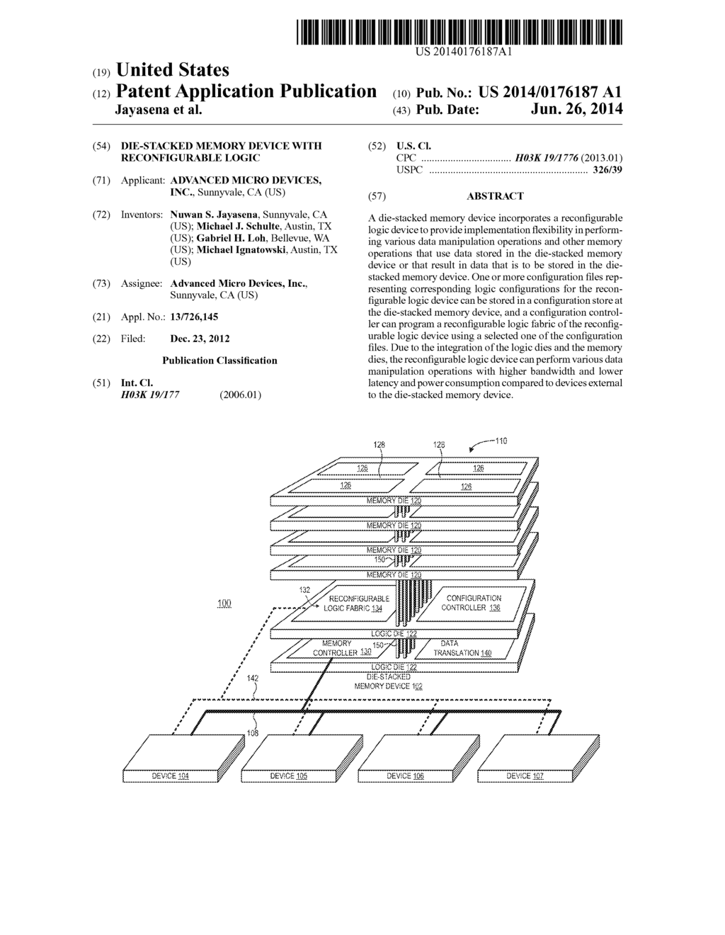 DIE-STACKED MEMORY DEVICE WITH RECONFIGURABLE LOGIC - diagram, schematic, and image 01