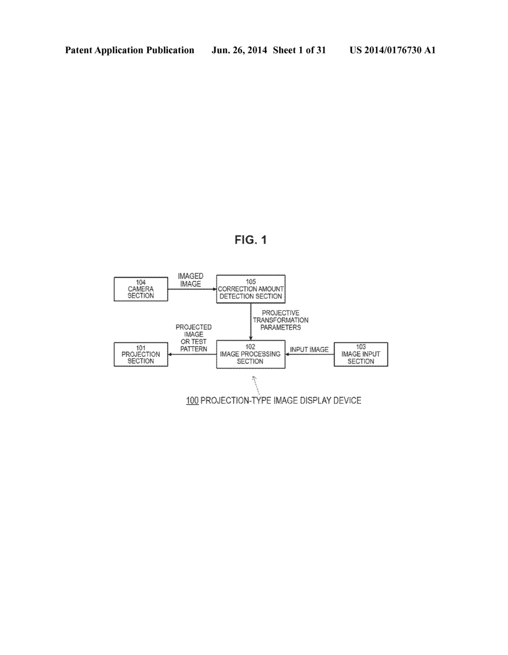 PROJECTION-TYPE IMAGE DISPLAY DEVICE, IMAGE PROJECTION METHOD, AND     COMPUTER PROGRAM - diagram, schematic, and image 02