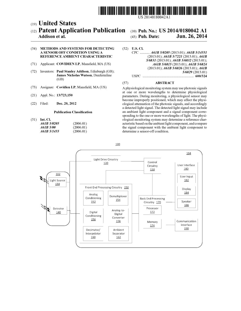 Methods and Systems for Detecting a Sensor Off Condition Using A Reference     Ambient Characteristic - diagram, schematic, and image 01