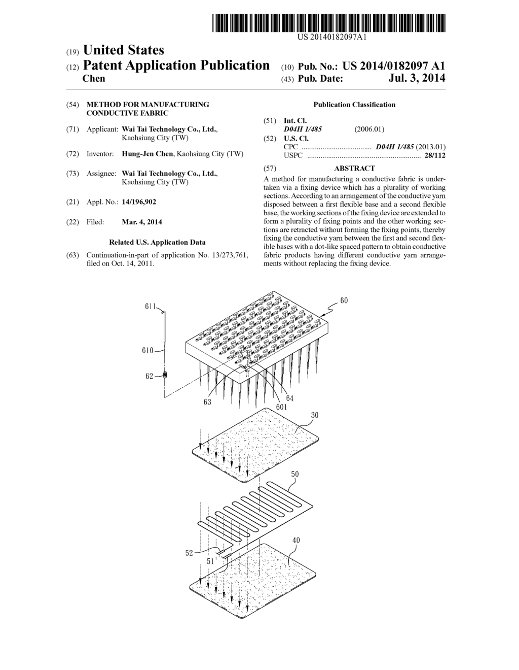 METHOD FOR MANUFACTURING CONDUCTIVE FABRIC - diagram, schematic, and image 01