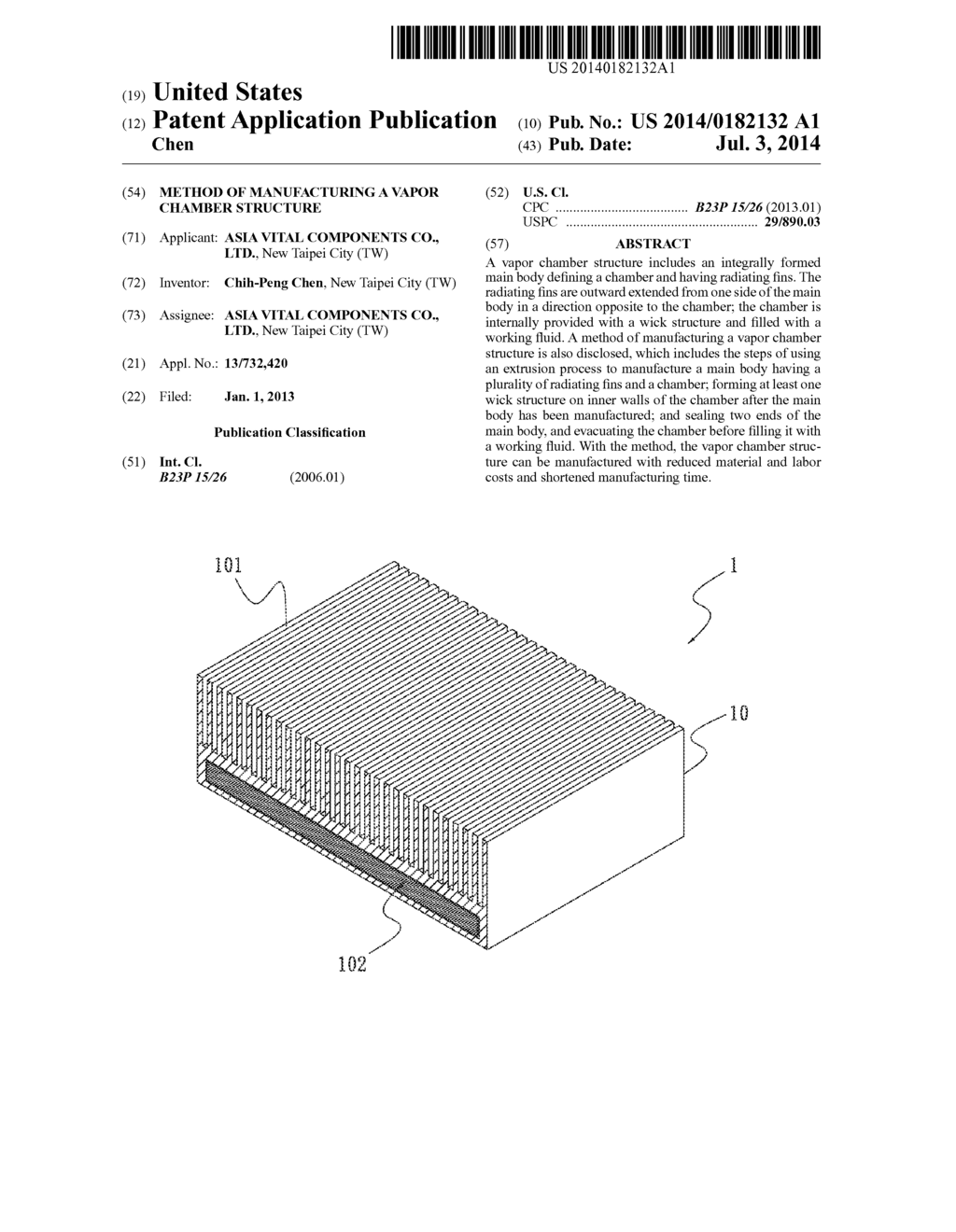 METHOD OF MANUFACTURING A VAPOR CHAMBER STRUCTURE - diagram, schematic, and image 01