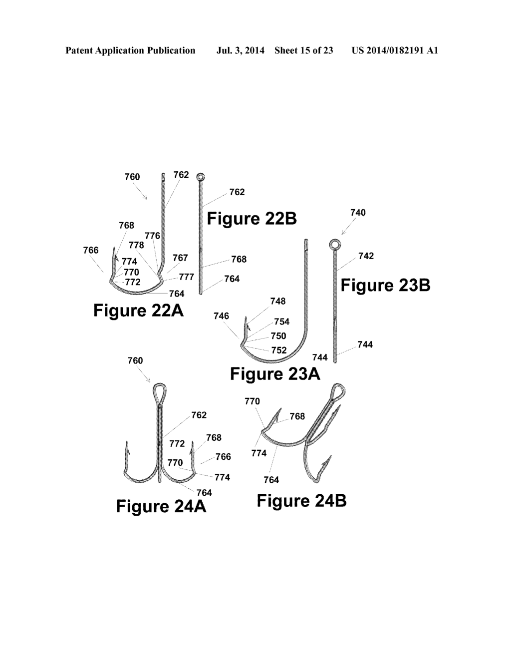 Fish Hook with Bait and Fish Retention Features - diagram, schematic, and image 16