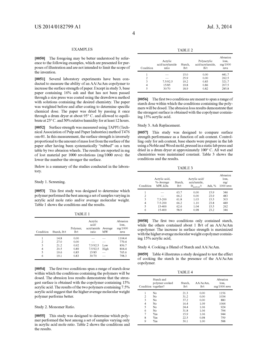 METHOD OF INCREASING PAPER SURFACE STRENGTH BY USING ACRYLIC     ACID/ACRYLAMIDE COPOLYMER IN A SIZE PRESS FORMULATION CONTAINING STARCH - diagram, schematic, and image 07