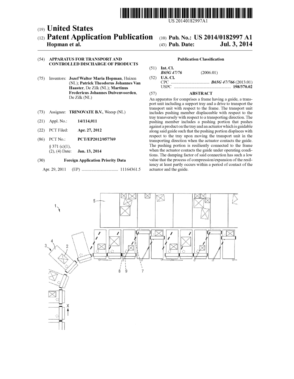 Apparatus for Transport and Controlled Discharge of Products - diagram, schematic, and image 01