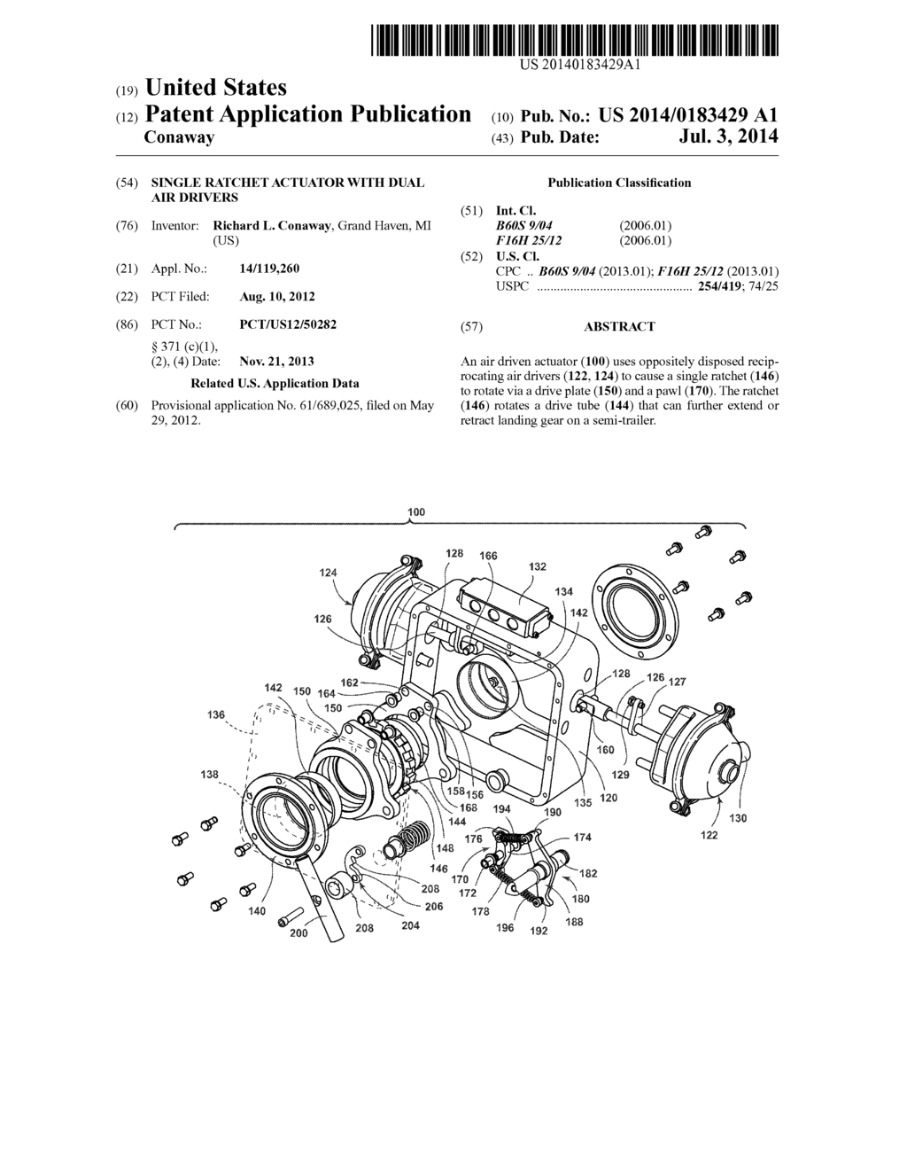 SINGLE RATCHET ACTUATOR WITH DUAL AIR DRIVERS - diagram, schematic, and image 01