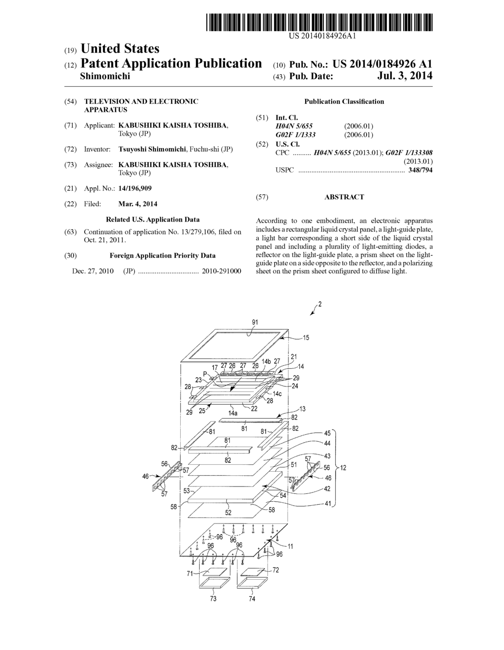 TELEVISION AND ELECTRONIC APPARATUS - diagram, schematic, and image 01