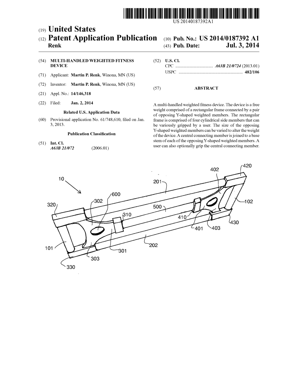 Multi-Handled Weighted Fitness Device - diagram, schematic, and image 01