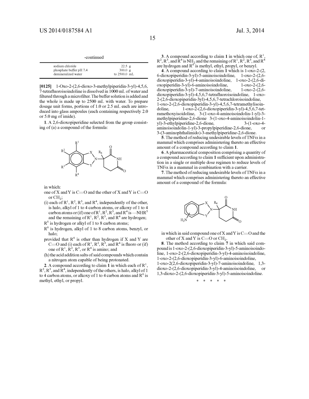 Substituted 2-(2,6-Dioxopiperidin-3-yl)-phthalimides and     -1-Oxoisoindolines and Method of Reducing TNFalpha Levels - diagram, schematic, and image 16