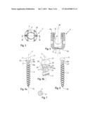 ANCHORING MEMBER SUITABLE FOR USE IN A POLYAXIAL BONE ANCHORING DEVICE AND     POLYAXIAL BONE ANCHORING DEVICE WITH AN ENLARGED PIVOT ANGLE TO ONE SIDE diagram and image