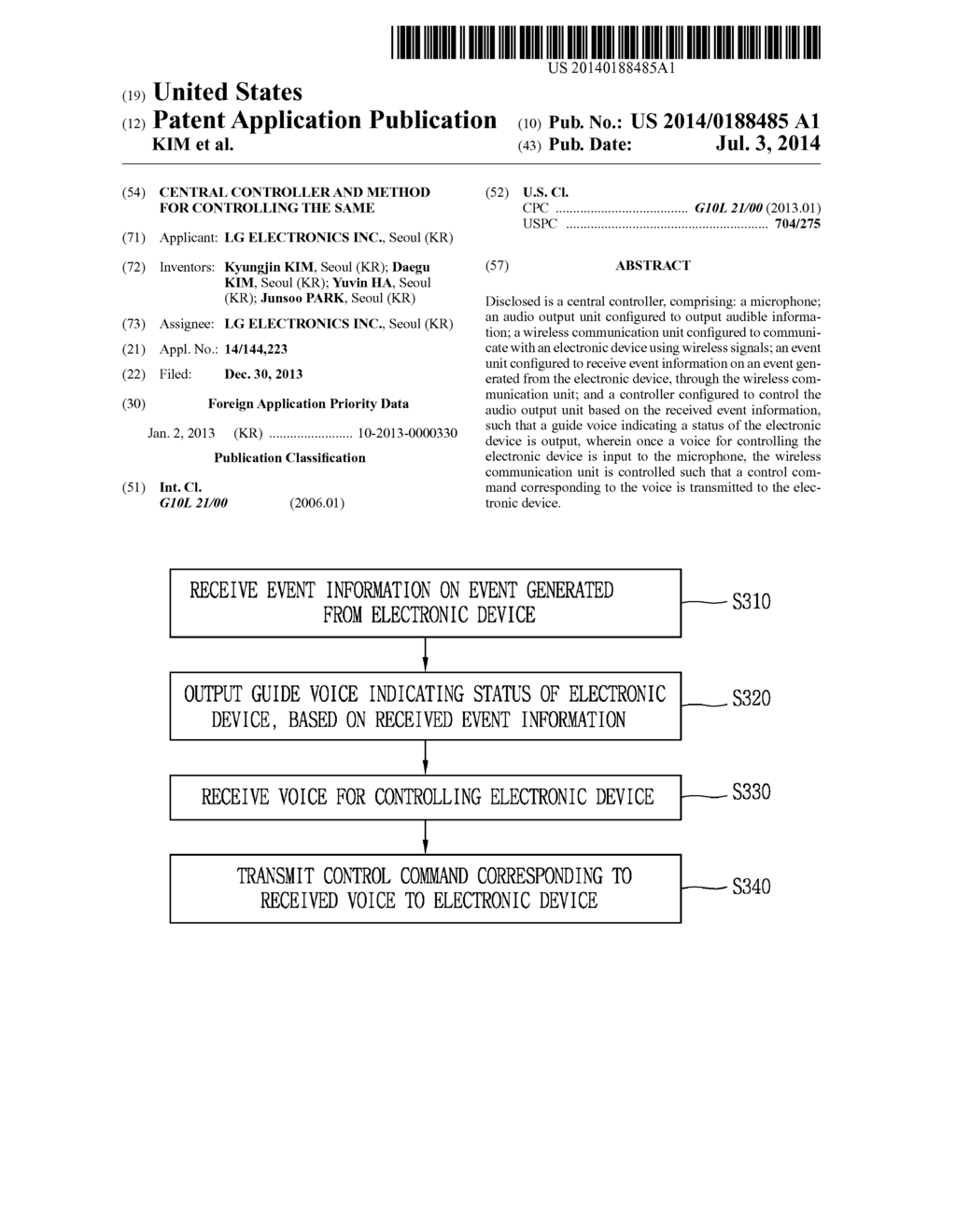 CENTRAL CONTROLLER AND METHOD FOR CONTROLLING THE SAME - diagram, schematic, and image 01