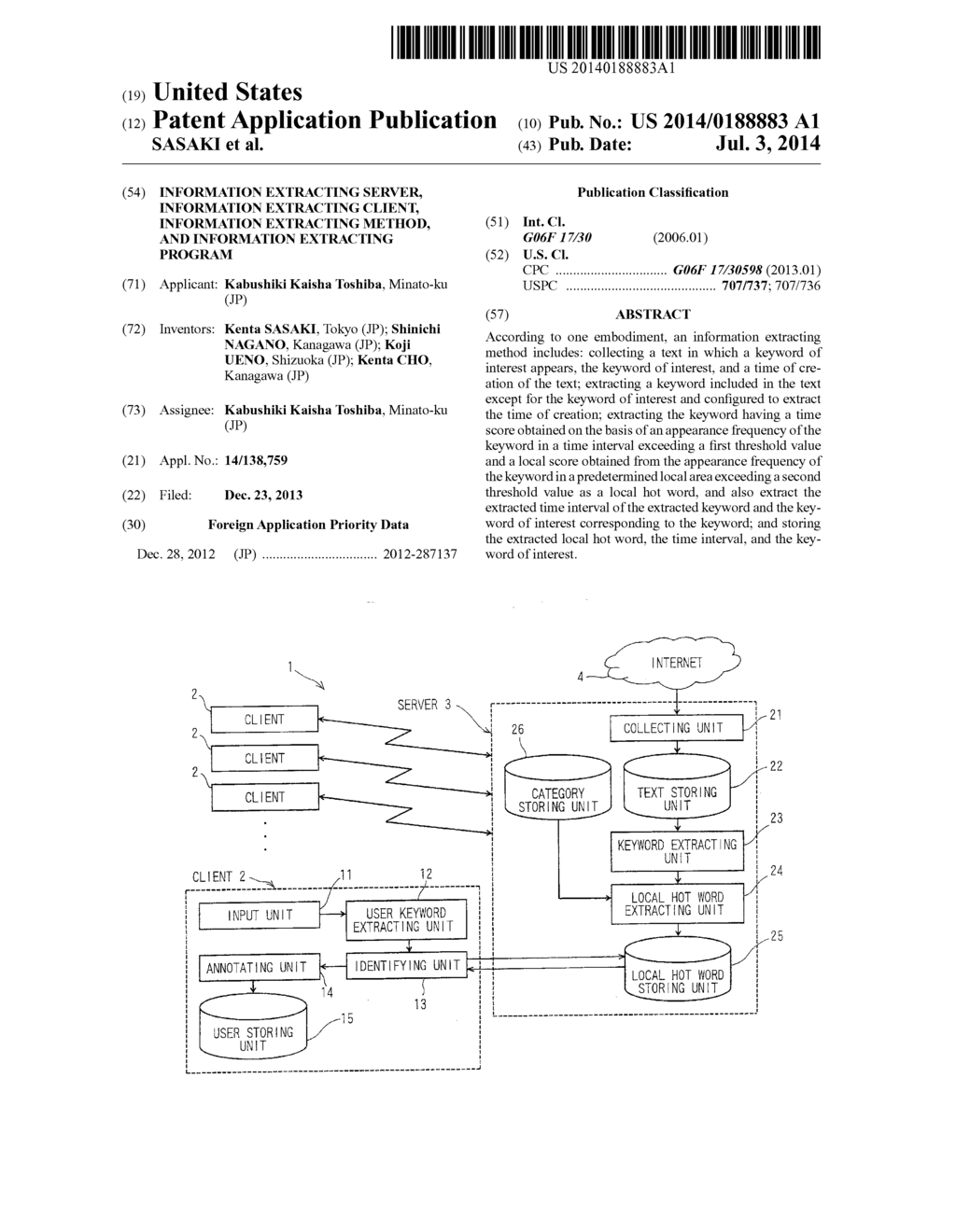 INFORMATION EXTRACTING SERVER, INFORMATION EXTRACTING CLIENT, INFORMATION     EXTRACTING METHOD, AND INFORMATION EXTRACTING PROGRAM - diagram, schematic, and image 01