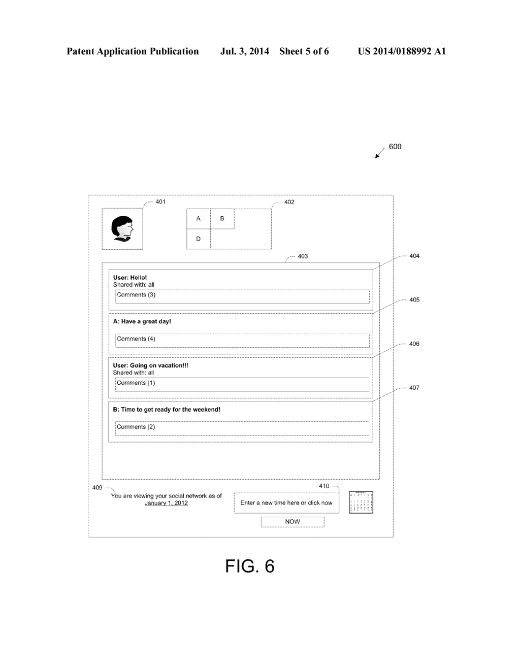 FACILITATING SOCIAL NETWORKING INTERACTION ACROSS A TIME AXIS - diagram, schematic, and image 06