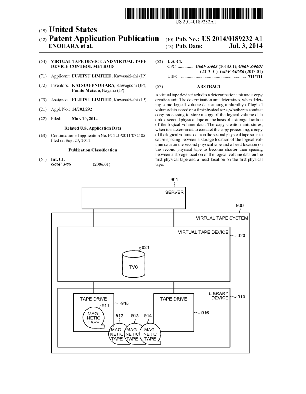 VIRTUAL TAPE DEVICE AND VIRTUAL TAPE DEVICE CONTROL METHOD - diagram, schematic, and image 01