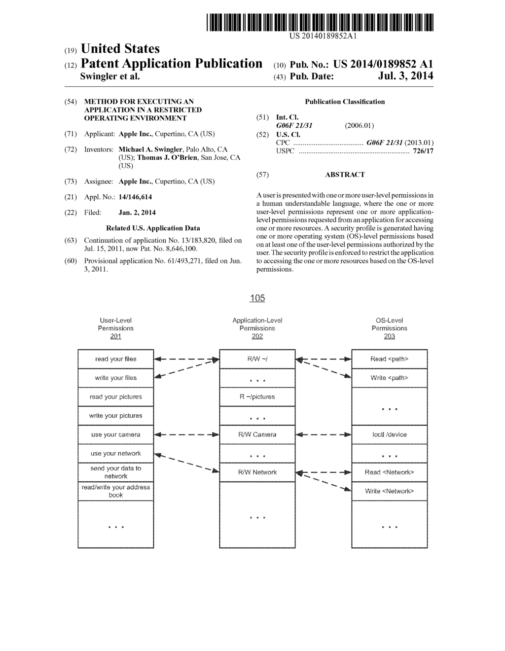 METHOD FOR EXECUTING AN APPLICATION IN A RESTRICTED OPERATING ENVIRONMENT - diagram, schematic, and image 01