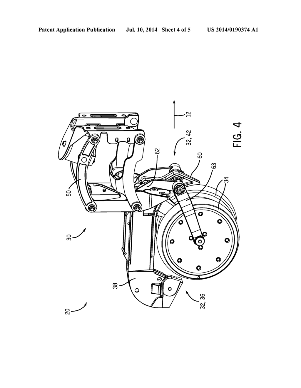 ROW UNIT OF AN AGRICULTURAL IMPLEMENT WITH MULTIPLE LOCATIONS FOR MOUNTING     A GAUGE WHEEL - diagram, schematic, and image 05