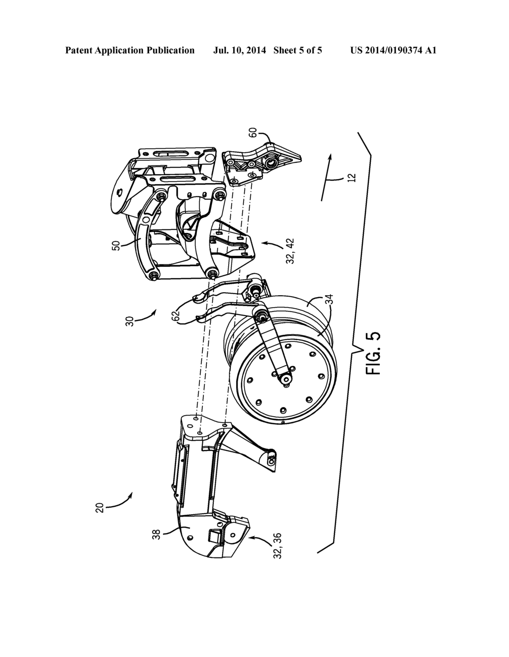 ROW UNIT OF AN AGRICULTURAL IMPLEMENT WITH MULTIPLE LOCATIONS FOR MOUNTING     A GAUGE WHEEL - diagram, schematic, and image 06